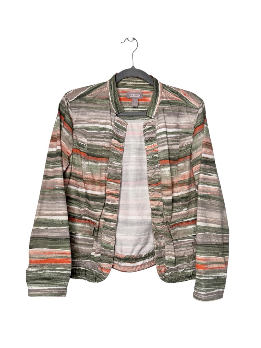 Chico’s Open Faced Striped Blazer Size 2/12